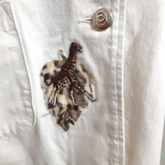 Red Coral Blazer Women Size Large African Themed Animal Print Made in U.S.A. - Picture 6 of 9